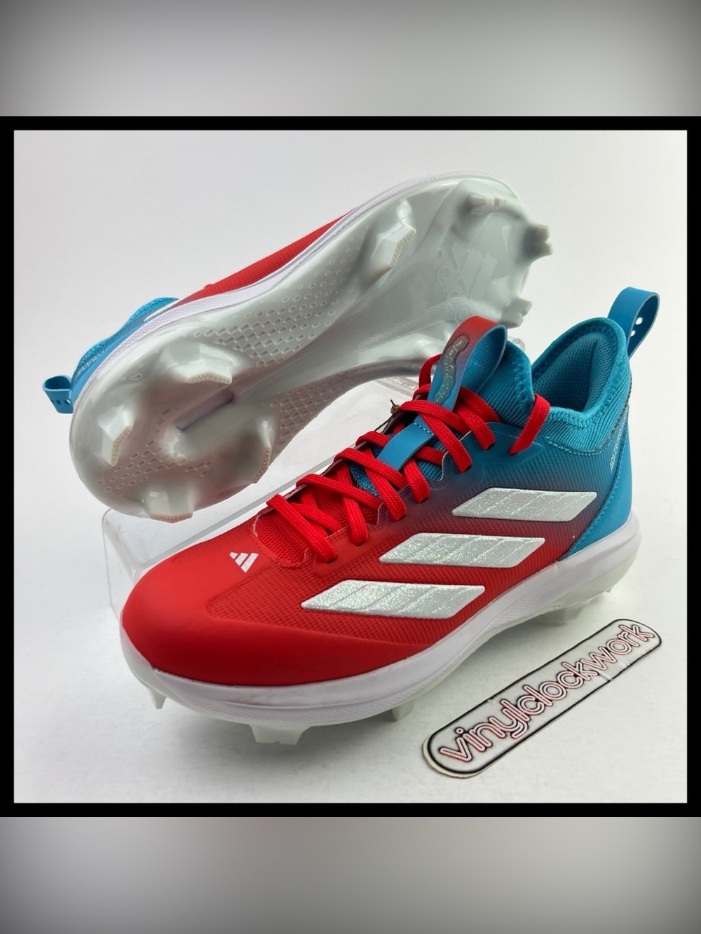 Adizero Impact TPU Kids Cleats Youth Size 5 Candy Red Blue White JR7830